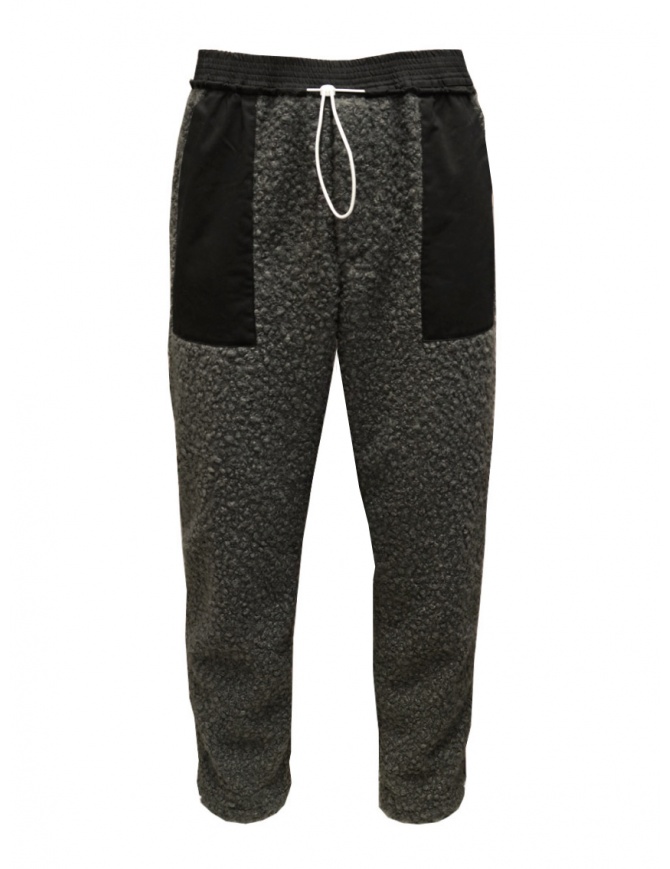 Cellar Door grey and black plush trousers PELO IQ122 97 ASFALTO