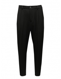 Mens trousers online: Cellar Door Modlu black trousers with pleats