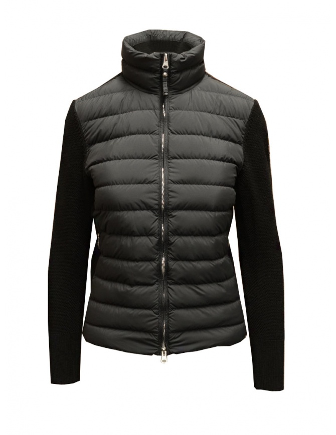 Parajumpers Farr black down jacket with wool sleeves and back