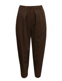 Pantaloni donna online: Zucca pantalone marrone lucido con le pinces
