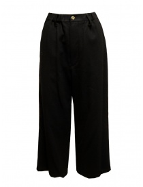 Plantation pantalone ampio nero in lana PL09FF913 26 BLACK order online