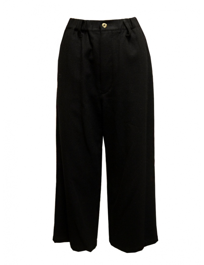 Plantation pantalone ampio nero in lana PL09FF913 26 BLACK pantaloni donna online shopping