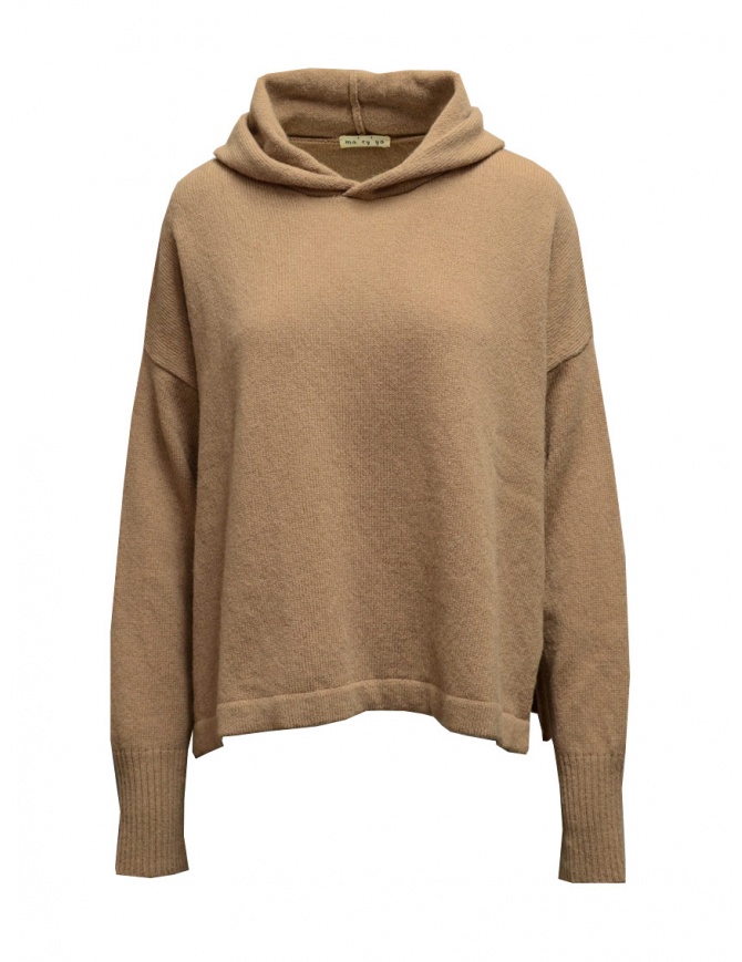 Ma'ry'ya hooded sweater in beige wool YFK033 3DKBEIGE