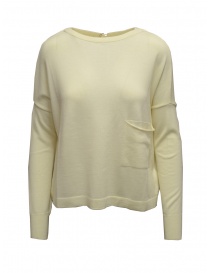 Womens knitwear online: Ma'ry'ya sweater in white merino wool with front pocket