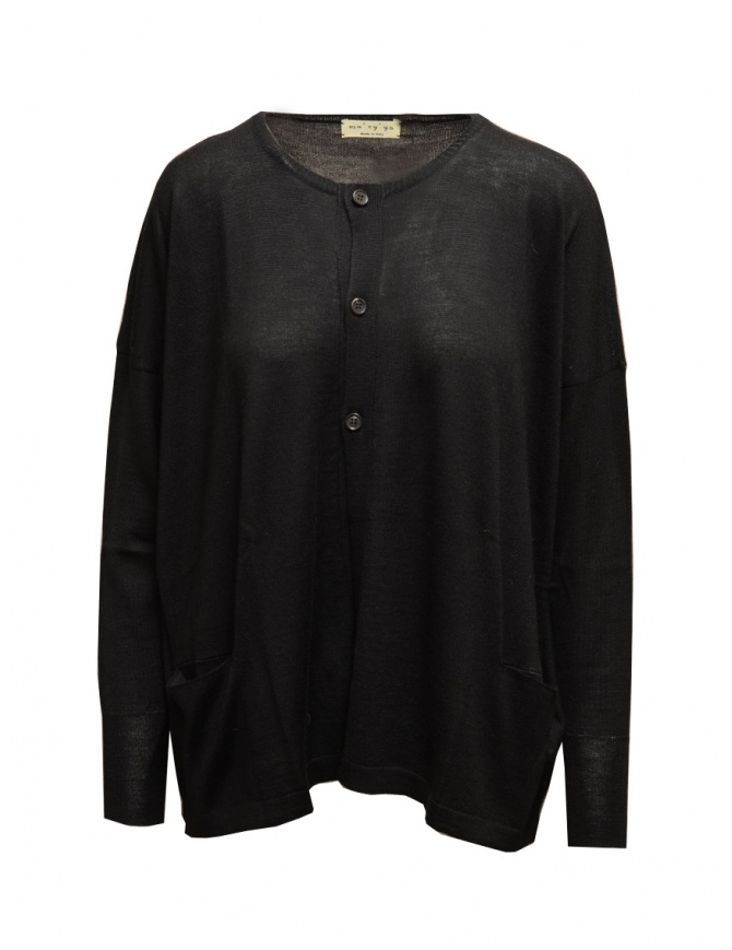 Ma'ry'ya black wool sweater with buttons YFK075 11BLACK womens knitwear online shopping