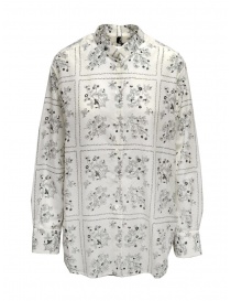 Sara Lanzi white shirt with black flowers printed 05F.29 WILD BERRY PR order online
