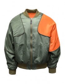 Mens jackets online: Kapital bomber-pillow in khaki and orange color