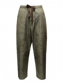 Mens trousers online: Kapital khaki trousers with elastic and drawstring