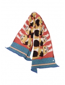 Kapital Japan Mike Happy red wool scarf with cats online