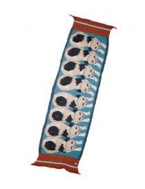 Kapital Japan Mike Happy blue wool scarf with cats online