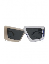 Glasses online: Kuboraum X10 white and transparent asymmetrical sunglasses