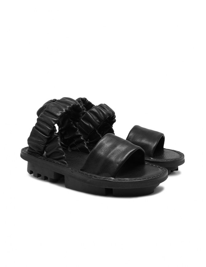Trippen Synchron black leather sandals with elasticated straps SYNCHRON BLK-SAT BLK-WAW TC BLK womens shoes online shopping