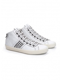 Leather Crown STUDBORN studded mid top sneakers in white MLC167 20125 order online
