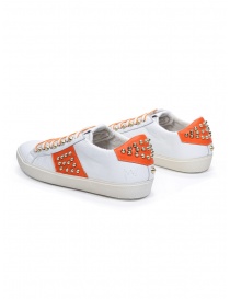 Leather Crown STUDLIGHT sneakers borchiate bianche e arancioni