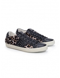Womens shoes online: Leather Crown STUDLIGHT studded leopard sneakers