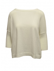 Women s knitwear online: Ma'ry'ya white cotton sweater with back slit