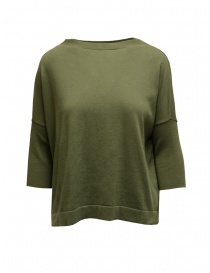 Women s knitwear online: Ma'ry'ya green pullover with crossover slit