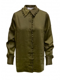 Selected Femme olive green shirt with ruffled edges 16082706 DARK OLIVE order online