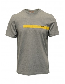 Mens t shirts online: Parajumpers grey T-shirt with yellow logo print