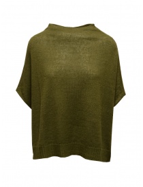 Women s knitwear online: Ma'ry'ya avocado green linen and wool poncho sweater