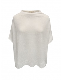 Women s knitwear online: Ma'ry'ya white linen and wool poncho sweater