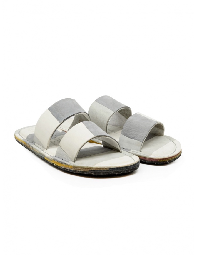 Trippen Kismet white and grey striped slipper sandal KISMET F LEA CLOUDS-LEA R8 BLK