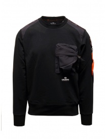 Men s knitwear online: Parajumpers Sabre black sweatshirt with pocket and key ring