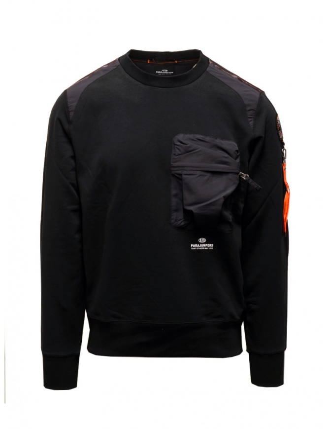 Parajumpers Sabre black sweatshirt with pocket and key ring PMFLERE01 SABRE BLACK 541
