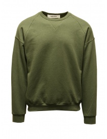 Men s knitwear online: QBISM olive green sweatshirt with jeans patch