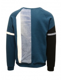 QBISM block sweatshirt in teal color white and black denim buy online
