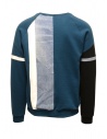 QBISM block sweatshirt in teal color white and black denim shop online men s knitwear