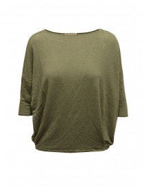 Womens t shirts online: Ma'ry'ya boxy military green linen T-shirt