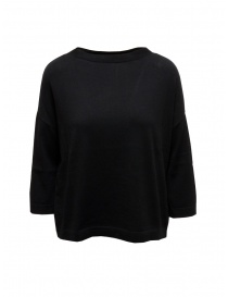 Women s knitwear online: Ma'ry'ya boxy sweater in black cotton and cashmere