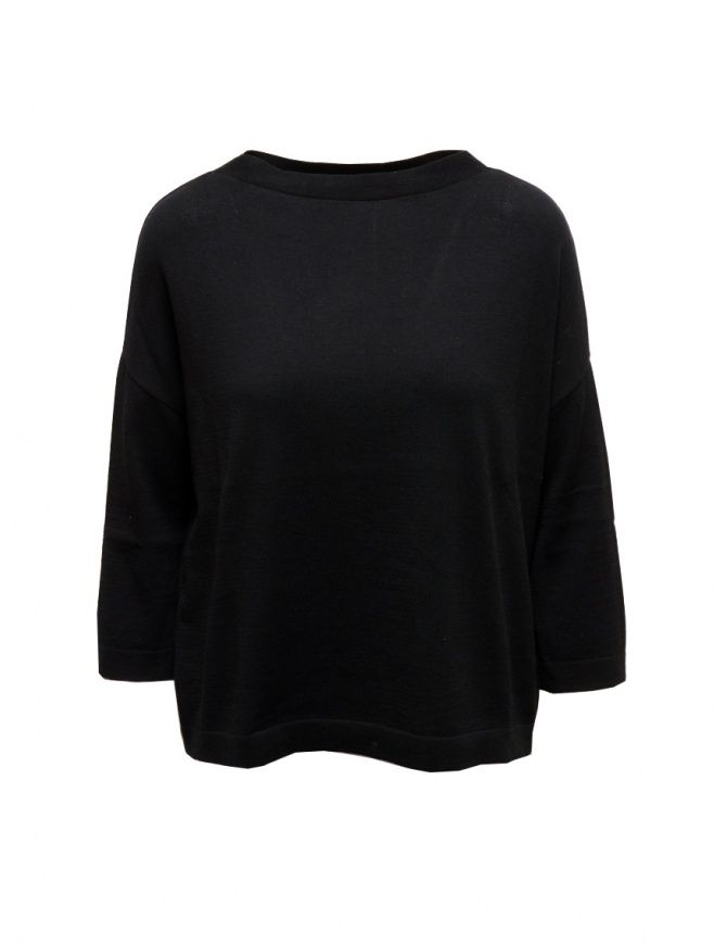 Ma'ry'ya boxy sweater in black cotton and cashmere YGK016 5BLACK