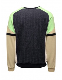 QBISM color block sweatshirt in green denim beige buy online