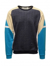 QBISM color block sweatshirt in denim, beige and light blue online