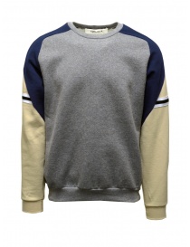 QBISM grey blue and beige color block sweatshirt on discount sales online
