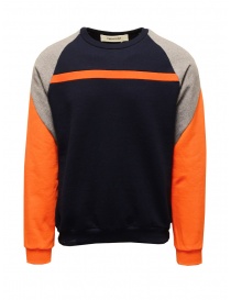 QBISM blue orange and grey color block sweatshirt STYLE 15 ORANGE/NAVY/GREY order online