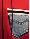 QBISM felpa rossa con tasca in denim e cappuccio STYLE 10 RED/DENIM acquista online
