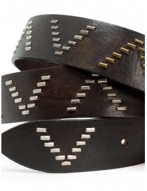 Post & Co brown leather belt with V decoration