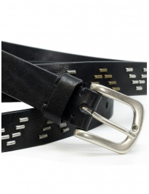 Post & Co black leather belt with V pattern