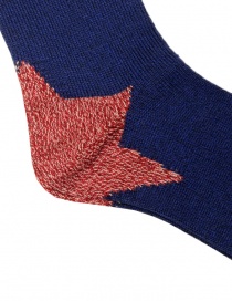 Kapital blue socks with red star on the heel