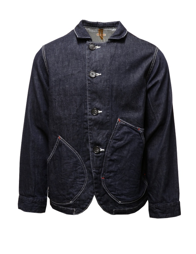 Kapital multi-pocket jacket in dark blue denim DENIM EK-754 IDG mens jackets online shopping