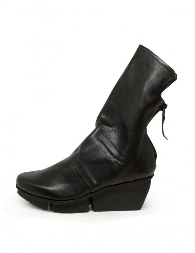 Trippen Mellow black leather ankle boot with wedge heel MELLOW F SAT BLACK womens shoes online shopping