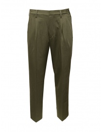Mens trousers online: Cellar Door Eric olive green trousers with pleats