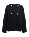 Ma'ry'ya blue double-breasted cotton cardigan with round neckline buy online YGK041_12NAVY