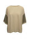 Ma'ry'ya beige cotton sweater with striped sleeves buy online YGK128_7BEIGE/MILITARY