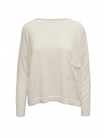 Ma'ry'ya white cotton sweater with a pocket YGK026_1WHITE