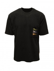 Kapital T-shirt nera con bandiere applicate EK-1224 BLK