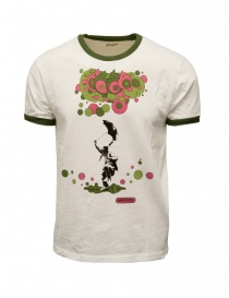 Mens t shirts online: Kapital white T-shirt with green and pink pop print